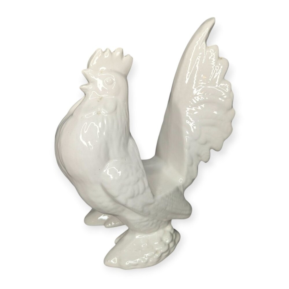 Ceramic White Rooster Napkin Holder 9" Tall